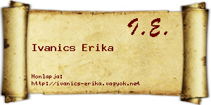 Ivanics Erika névjegykártya